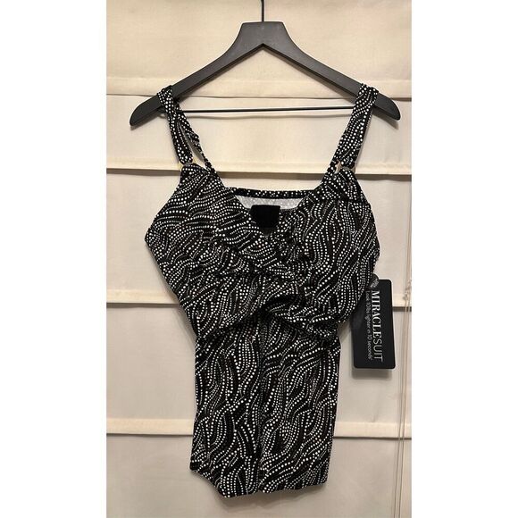 NWT Miraclesuit Women's Swim Black Bronze Plunge Underwired Tankini Top Size 38D - Picture 5 of 12